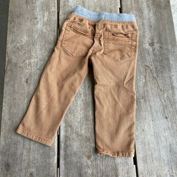 Cat & Jack Boys Jeans Size 2T Skinny Straight Elastic Waist Pull On Brown - Picture 4 of 7